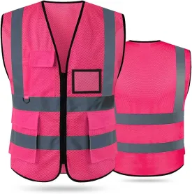 Tydon Guardian Reflective Safety Vest for Women Men High Visibility Security With Pocket Zipper Front Meet ANSI/ISEA Standard