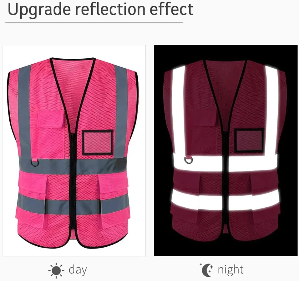 Tydon Guardian Reflective Safety Vest for Women Men High Visibility Security With Pocket Zipper Front Meet ANSI/ISEA Standard