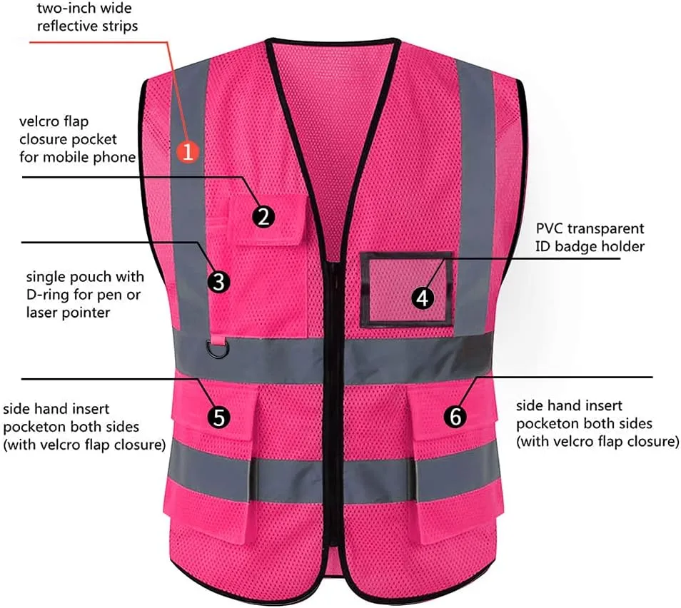 Tydon Guardian Reflective Safety Vest for Women Men High Visibility Security With Pocket Zipper Front Meet ANSI/ISEA Standard