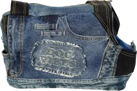 Upcycled Denim Dog Carrier for Small Dogs  Handmade Blue Jean Pet Tote with Safety Clip  Travel Bag for Yorkie, Chihuahua, Pomeranian, Toy Poodle  Eco-Friendly Dog Purse for Puppy & Small Breeds