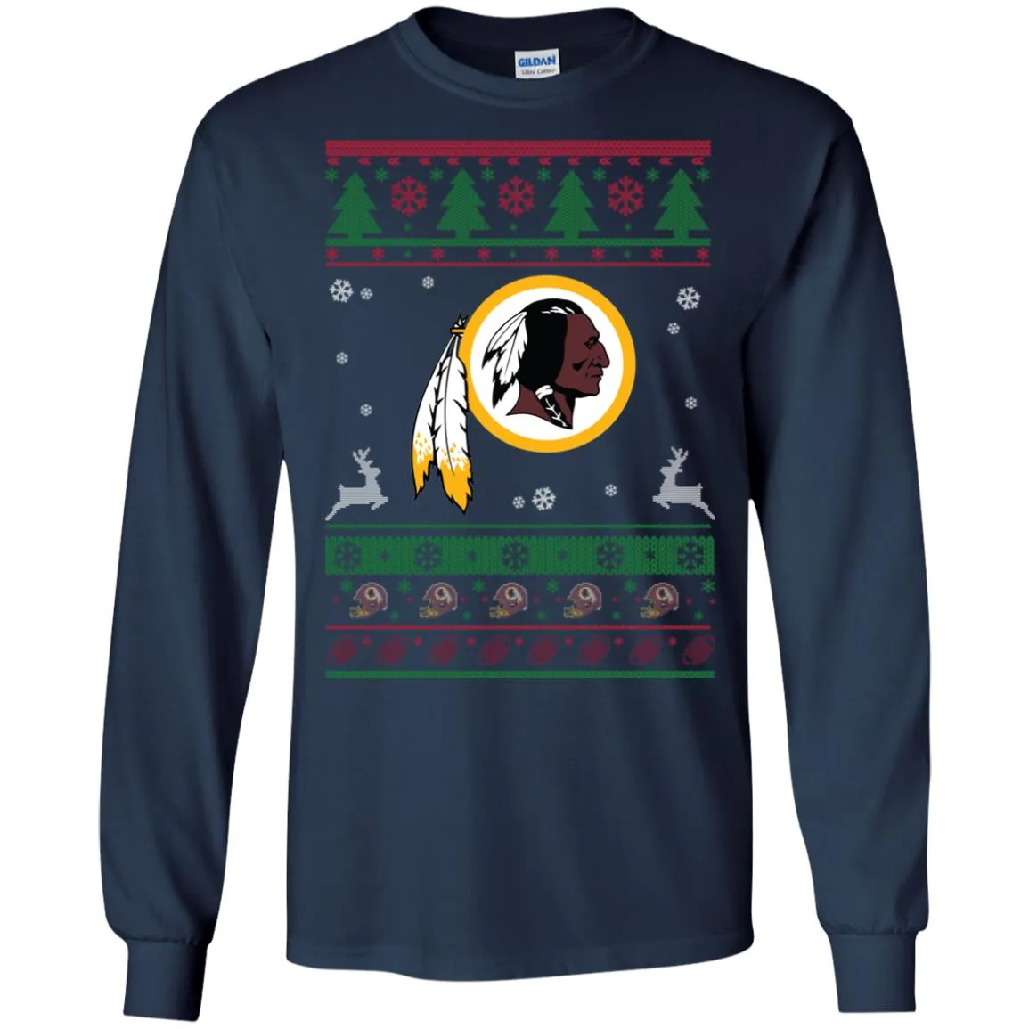 Washington Redskins Logo Football Teams Ugly Christmas Sweater Men Long SLeeve Shirt
