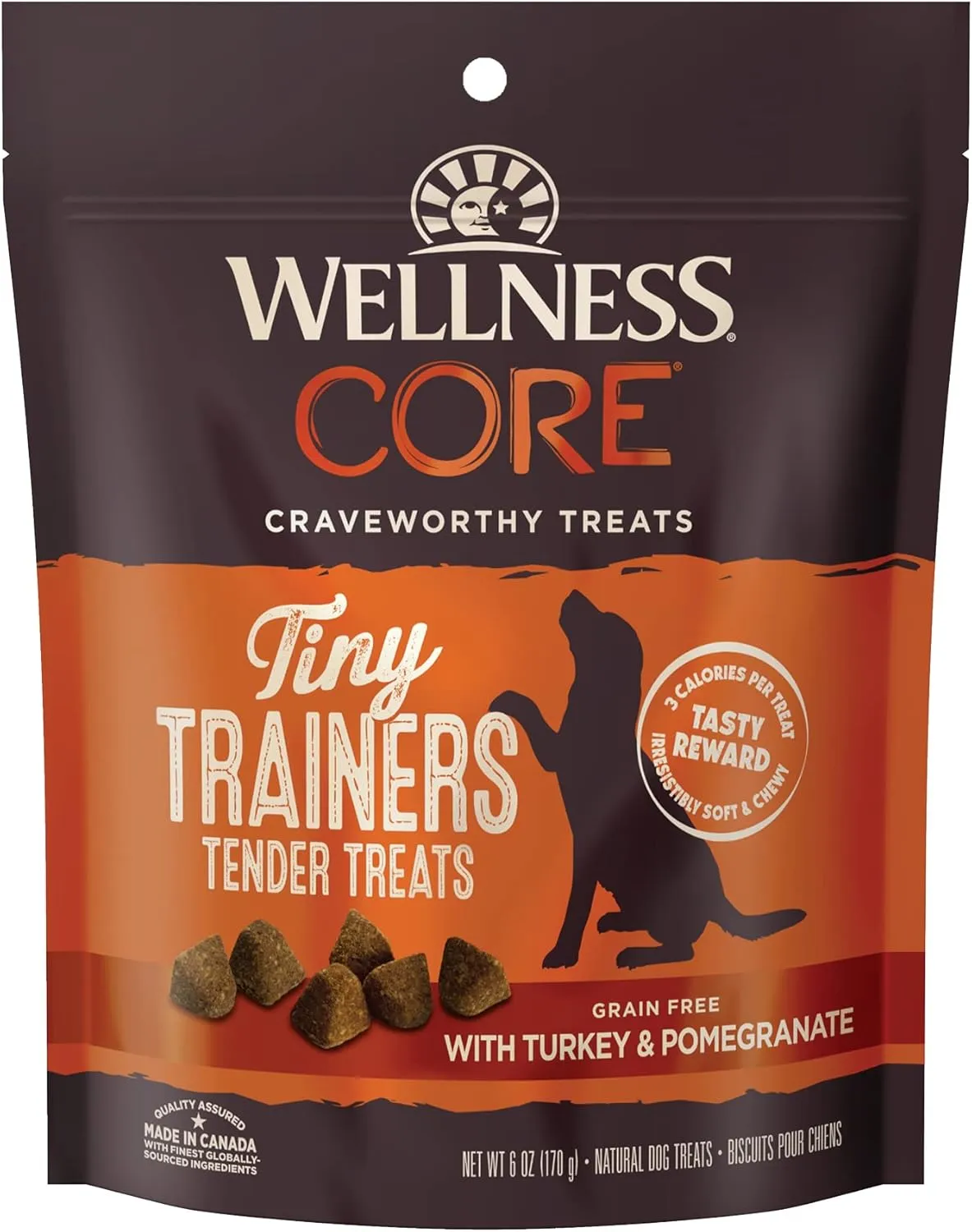 Wellness CORE Tiny Trainers Dog Treats, Natural, Training Treat, Grain Free, Turkey & Pomegranate (6 Ounce Bag)