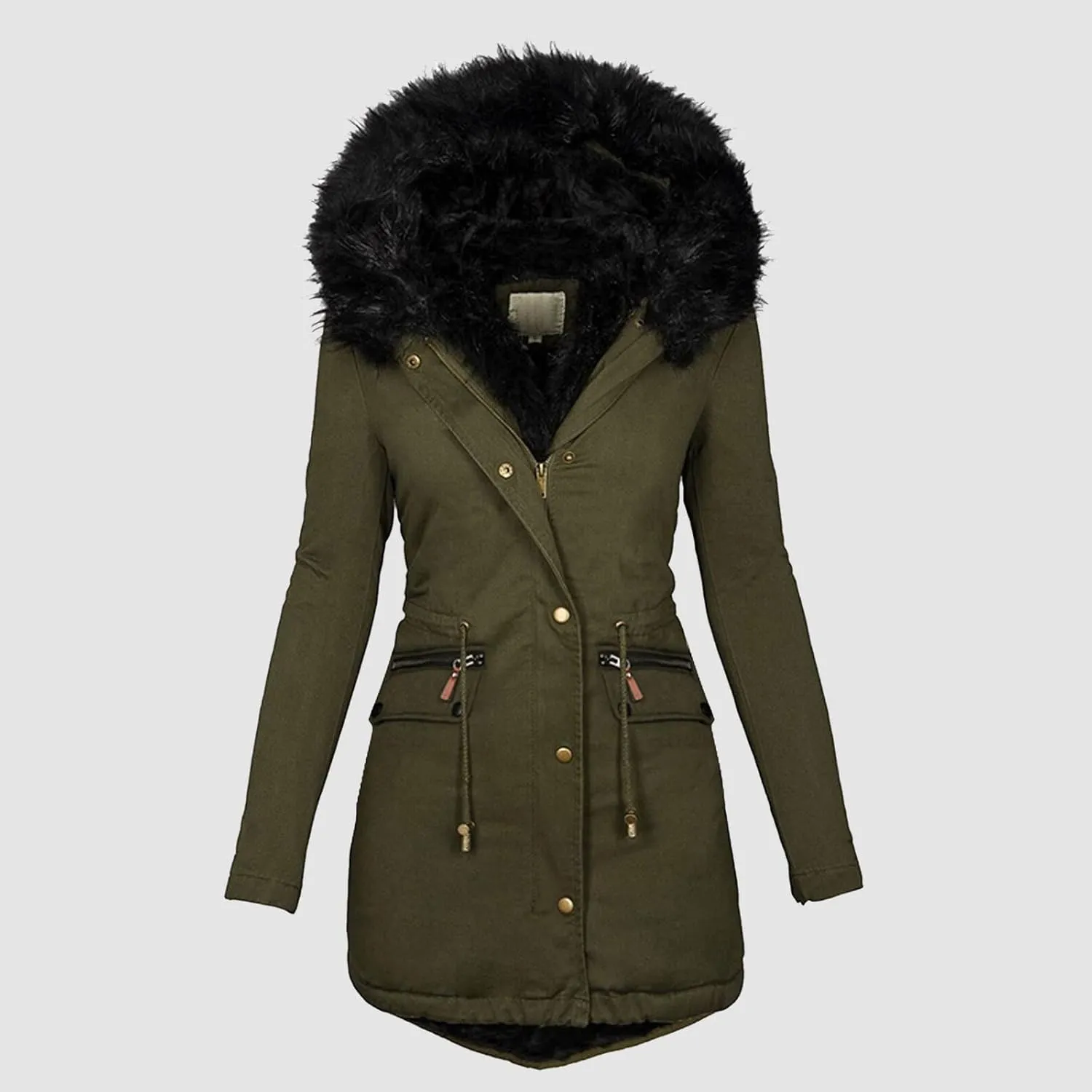Womens Winter Coat with Fur Hood Warm Fleece Sherpa Lined Parkas Jacket Thickened Windproof Heavyweight Snow Jackets