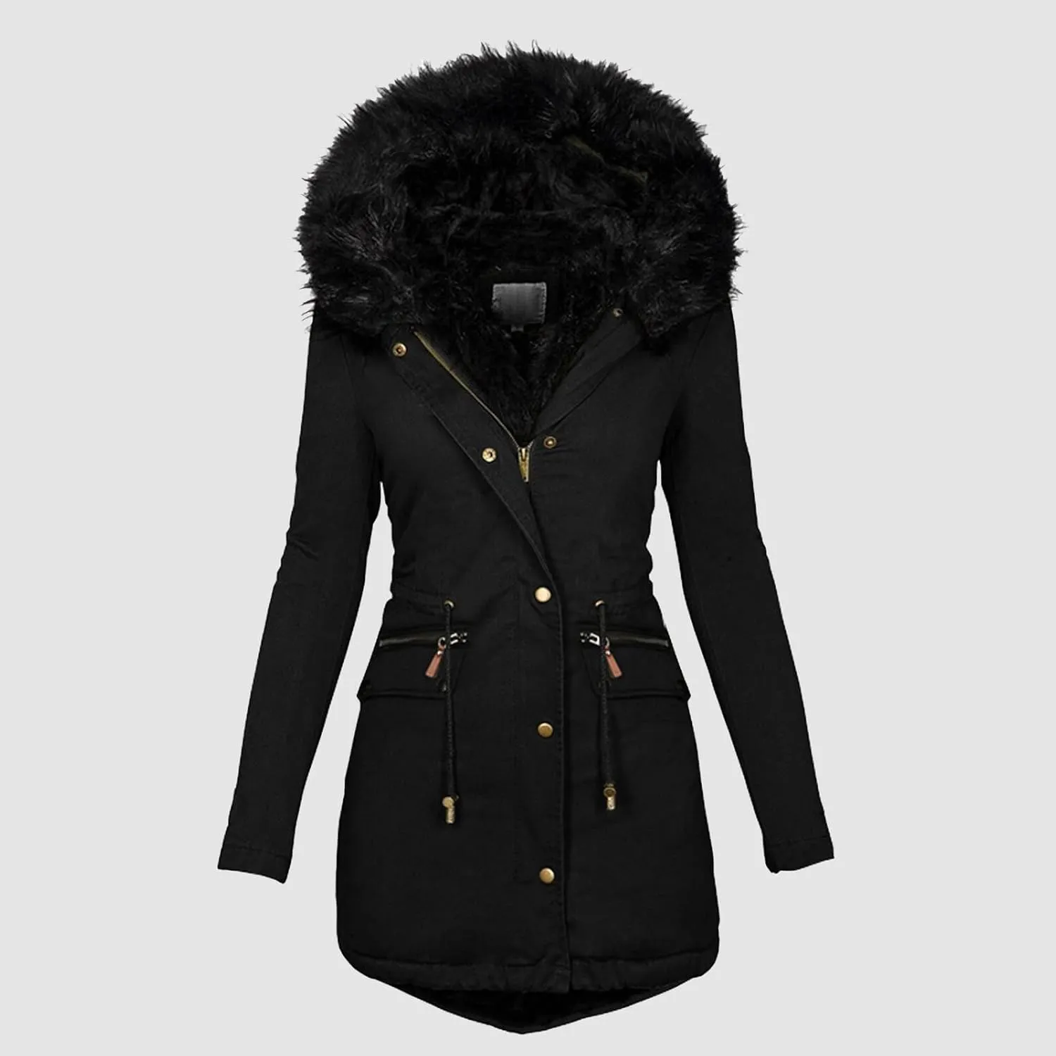 Womens Winter Coat with Fur Hood Warm Fleece Sherpa Lined Parkas Jacket Thickened Windproof Heavyweight Snow Jackets