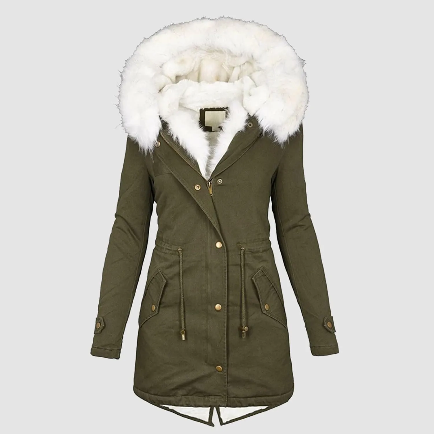 Womens Winter Coat with Fur Hood Warm Fleece Sherpa Lined Parkas Jacket Thickened Windproof Heavyweight Snow Jackets