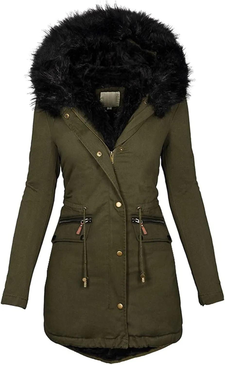 Womens Winter Coat with Fur Hood Warm Fleece Sherpa Lined Parkas Jacket Thickened Windproof Heavyweight Snow Jackets