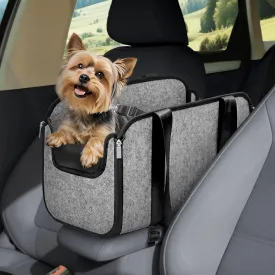 WOYYHO 18 lbs Console Dog Car Seat with Bottom Liner, Center Console (Width >9in) Dog Carseat with Front Rear Pillows, Foldable Puppy Car seat with Safety Tether, Easy Install, Stable No Shaking